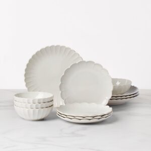 Scalloped Country Stoneware Dinnerware Set, 12-Piece