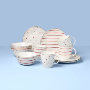 Burgundy Porcelain Dessert Set with Gold Rim, 12-Piece