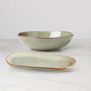 Rustic Green Stoneware Serving Set, 2-Piece
