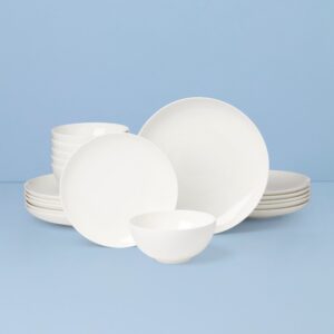 Glossy White Bone China Coupe Dinnerware Set, 18-Piece