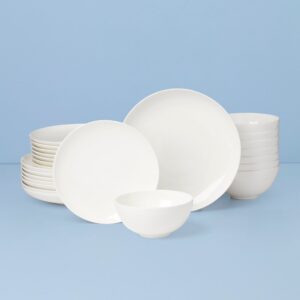 Glossy White Bone China Coupe Dinnerware Set, 24-Piece